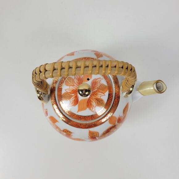 Vtg. Napcoware Japan Teapot With Lid Hand Painted Famille Rose Orange Porcelain - Picture 14 of 15